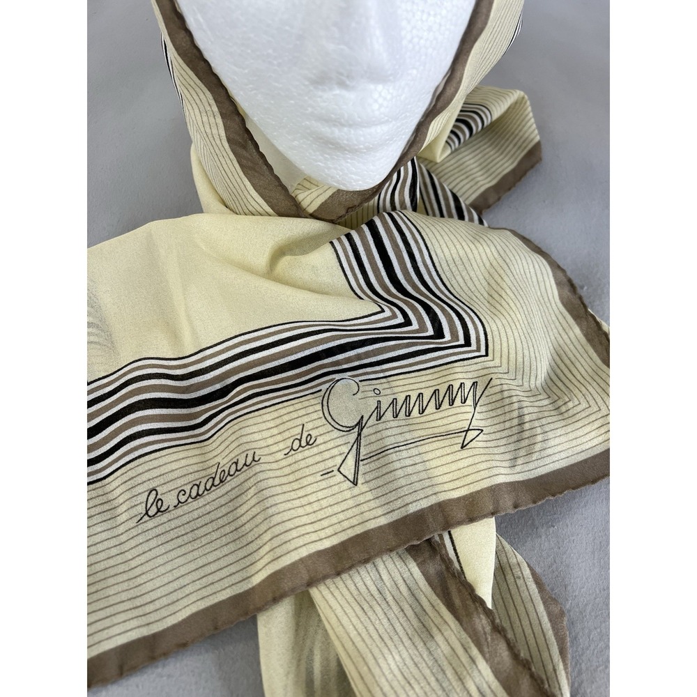 Le Cadeau De Gimmy Scarf  100% Silk Ivory/ Black  Rectangle‎ 67"x 16"